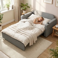 Canapé-lit convertible sans assemblage, sans matelas fin, avec mousse haute densité, porte-gobelet et poche de rangement, gain de place