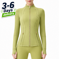 Envío Gratis desde Almacén en EE. UU. Top de Yoga de Manga Larga sin Costuras para Mujer, Nailon y Spandex, Secado Rápido, Ropa Deportiva Activa, 220g