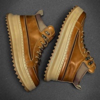 Bottes d'hiver montantes pour hommes, nouvelles bottes courtes jaunes en microfibre, style rétro britannique, semelle épaisse, pour le travail