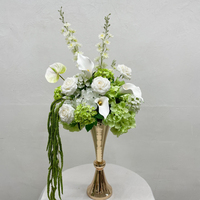 Bouquet de fleurs artificielles en soie blanc et vert à prix d'usine avec amarante suspendue, centre de table décoratif 5D