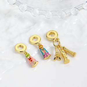 JS1888 Abalorios Colgantes de Nuestra Señora Virgen María Esmalte Chapado en Oro Estilo Europeo con Agujero Grande, Cuentas de Fianza PARA LA Fabricación de Pulseras de Cadena de Serpiente - Product Image 3