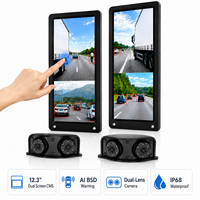 Système de caméra de camion OEM à double objectif avec écran tactile Full HD 1080P CMS, avertissement IA de piétons et véhicules BSD, rétroviseur numérique