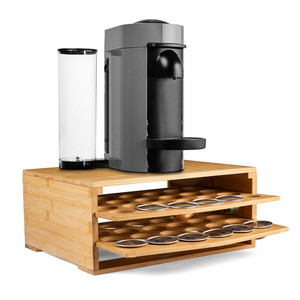 Organisateur de tiroir de rangement pour dosettes de café <span class=keywords><strong>Nespresso</strong></span> en bambou, capacité 70 dosettes, pour cuisine - Product Image 1