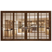 Porte coulissante en bois massif avec panneau verre standard, de couleur noire, nouveau design
