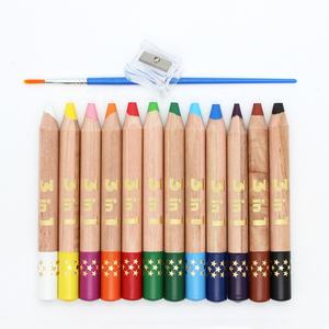 Kit de crayons de couleur aquarelle de marque 3 en 1 crayons de couleur à la <span class=keywords><strong>cire</strong></span> épaisse ensemble de crayons de peinture à l'eau Jumbo pour enfants - Product Image 2