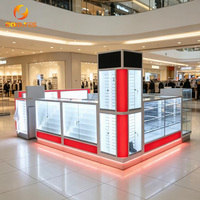 Vitrina de Exhibición de Vidrio Personalizada, Diseño de Mostrador para Tienda de Teléfonos Móviles con Panel de Listones, Kiosco para Accesorios de Telefonía
