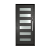 Porte d'entrée moderne en aluminium avec panneaux de verre personnalisés 3, 4, 5 ou 6 vitres, double battant, avec panneaux latéraux thermiques