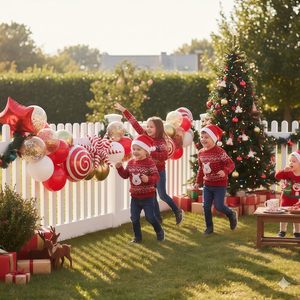 Ensemble de ballons de Noël en latex mat rouge et or métallisé de 12 pouces, ballons en aluminium en forme d'étoile et de sucette, décoration de fête d'<span class=keywords><strong>anniversaire</strong></span> - Product Image 6