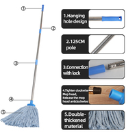Serpillère en coton robuste en acier MSJ Wholesale avec manche universel, nettoyage facile, haute durabilité, pour le nettoyage des sols domestiques