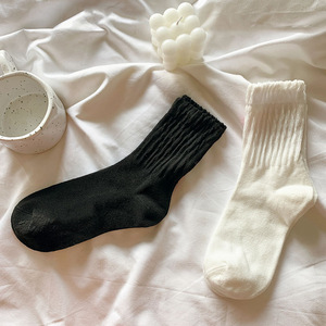 Solid Color Slouch <b>Socks</b> Cotton <b>Breathable</b> Women Mid Calf Casual <b>Socks</b> Youth 18 40 Years Old - Product Image 2