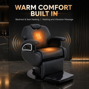 Fauteuil de Barbier Électrique Robuste pour Hommes avec Lampe d'<span class=keywords><strong>Ambiance</strong></span>, Chaise Pivotante en Cuir Synthétique pour Salon de <span class=keywords><strong>Coiffure</strong></span> - Product Image 5