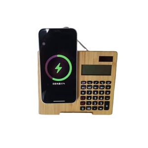 Nouveau produit créatif en bambou 2 en 1 calculatrice en bambou chargeur sans fil charge rapide sans fil quais en bois - Product Image 4
