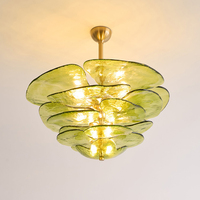 Lustre LED moderne en verre rouge à fleurs, 2700K, blanc chaud doux, pendentif créatif en forme de pétale, pour salle à manger, chambre, salon, art
