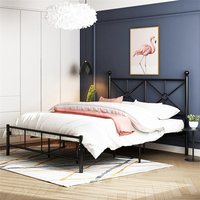 Vente en gros d'usine OEM Lits doubles de style moderne pas chers Lit à cadre en métal avec base