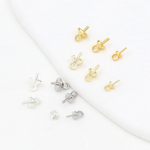 Colgante de Perla de Plata en Espiral con Ojo de Perla y Pin de Ojo, Chapado en Oro de 14K, Diseño de Ojo de Ocho, para Bricolaje, con Medio Agujero B26 - Product Image 1