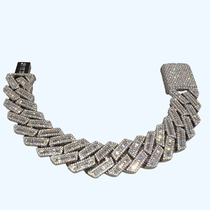 Modern 925 Sterling Silver Cuban Link Bracelet With Lab Grown Moissanite Diamond Polished Look Jewelry - Product Image 6