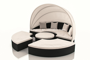 White Rattan <strong>Garden</strong> Furniture Outdoor <strong>Daybed</strong> with Canopy for Swimming Pool Patio for Hotels and Villas - Product Image 5