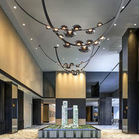 Lustre LED moderne VH pour hôtel, avec ampoules en verre et éléments en cuir, taille personnalisée pour salle à manger, salon, escalier, villa