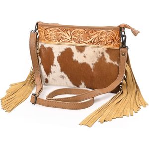   Bolso Bandolera de Piel Vacuna Natural para Mujer, Marca Merbaa, con Correa Ajustable - Product Image 1