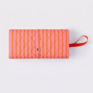Custom Print Waterproof Quilted Pongee Camping Picnic Blanket <b>Roll</b>-Up With Wrist Strap Lightweight Foldable Outdoor <b>Mat</b> - Product Image 2