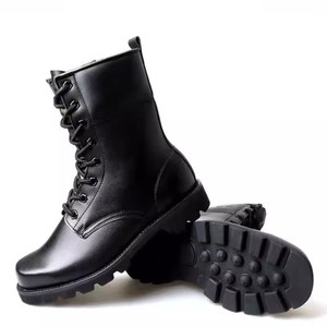 Botas de Combate para Hombre con Punta de Acero, Tacón Bajo, Cuero Genuino, Antideslizantes y Transpirables para Primavera, Otoño e Invierno - Product Image 3