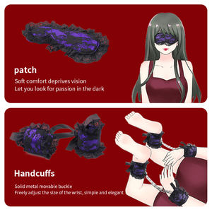 Kit de Bondage de Encaje para Adultos, Restricción con Esposas, Antifaz, Látigo, Collar y Pala para Parejas y Mujeres - Product Image 6