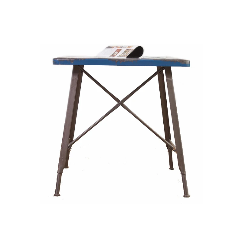 Промышленный винтажный дизайн металлический квадратный угловой обеденный стол журнальный столик