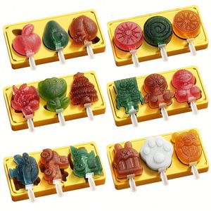 แม่พิมพ์ไอศครีมซิลิโคนเกรดอาหารลายการ์ตูนรูปสัตว์ลูกบาศก์แม่พิมพ์เค้กแฮนด์เมดแบบพกพาและนำกลับมาใช้ใหม่ได้ - Product Image 1