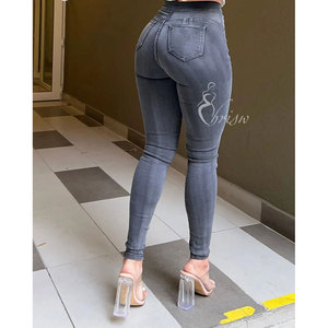 جينز نسائي ضيق بتصميم فريد منحني، بنطلون جينز مخصص، سروال دنيم للأمهات، جينز كولومبي بمقاسات كبيرة وخصر عالي - Product Image 3