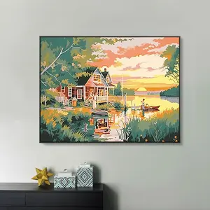 Acrylic Paint By Number Garden Scenery Drawing On Canvas DIY Sunset sunken ship Pictures By Numbers For Adult Kits Art Gift Home