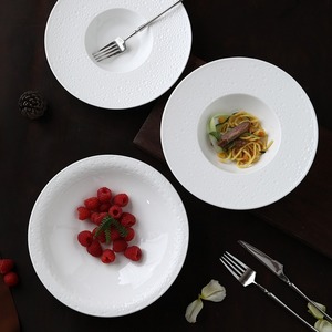 Plato de Sopa de Vegetales de Cerámica <span class=keywords><strong>Blanca</strong></span> Pura, Estilo Occidental Clásico, Ecológico, Apto para Lavavajillas, <span class=keywords><strong>Vajilla</strong></span> Duradera - Product Image 1