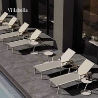 Tumbona Moderna para Exteriores, Muebles de Jardín de Aluminio, Apilable, 4 Posiciones Ajustables, Silla Reclinable para Piscina con Reposabrazos