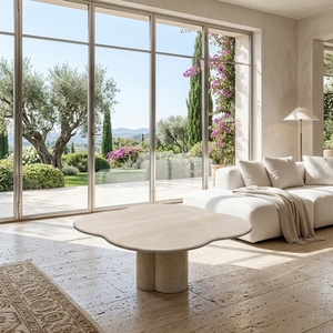 Mesa de Centro de Mármol Travertino Natural, Estilo Moderno y Ejecutivo, Diseño <span class=keywords><strong>Super</strong></span> Delgado, Mueble para Sala de Estar, Villa, Hotel, Espacios Pequeños - Product Image 6