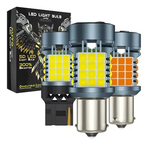 BA15S BAU15S 12 LED R3 SMD Canbus שגיאת T20 7440 3156 21.6W כפול צבע לבן אמבר Switchback DRL הפעל אות אור קיט