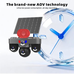 Solar Panel Rechargeable Two Way Audio Triple Lens <b>Outdoor</b> <b>Wireless</b> <b>Camera</b> With Red Blue Flash Light V380 Pro Real-Time Remote V - Product Image 4