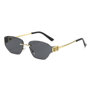 <b>Frameless</b> Polygonal Fashion Sunglasses Pc <b>Frame</b> Black Lens Uv400 Women's Sunshades Type 3 Protection - Product Image 5