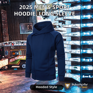 Nouveau Sweat à Capuche Sport Homme 2025 Vintage à Manches Classiques, Couleur Unie Décontractée, Respirant avec Poche, 100% Polyester - Product Image 2