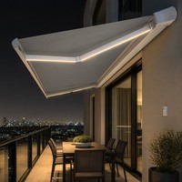 Auvent rétractable motorisé de luxe écologique avec auvent anti-pluie, en acrylique résistant aux UV, durable, pour terrasse et jardin