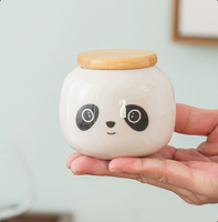 Urne funéraire en céramique pour animaux de compagnie, motif panda mignon, avec couvercle en bambou, hermétique, mini urne commémorative pour cendres d'animaux, pour oiseaux, perroquets, hamsters, petits chiens, chats
