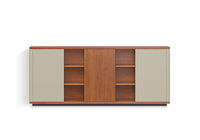 Bureau de direction moderne avec armoire de rangement latérale et étagère ouverte pour mobilier de bureau commercial