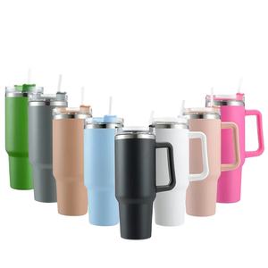 Gobelet isotherme en acier inoxydable à double paroi de 40 oz avec poignée, isolation thermique de 6 à 12 heures, tasse à glace colorée - Product Image 1
