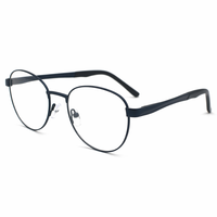 Gafas con montura óptica de metal negro mate HG7148, anti-luz azul, ligeras, con bisagras de resorte, aptas para lentes graduadas, gris 52-19-145