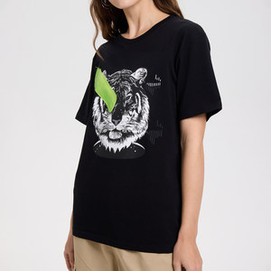 Shanghai National Trend 364 Tiger Animal Print O-Neck T-shirt unisex creativa casual a maniche corte in puro cotone con vestibilità dritta - Product Image 4