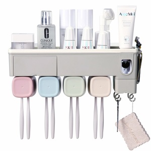 Toothbrush Holder Wall Mounted Automatic <b>Toothpaste</b> <b>Dispenser</b> With Cup Set Suction Cup Mount Space Saving Bathroom Storage - Product Image 5