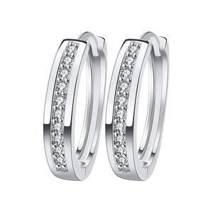 Pendientes de Aro Redondos de Plata S925 con Microincrustaciones de Circonio, Estilo Moderno y Personalizado, con Baño de Rodio, Joyería Elegante - Product Image 2