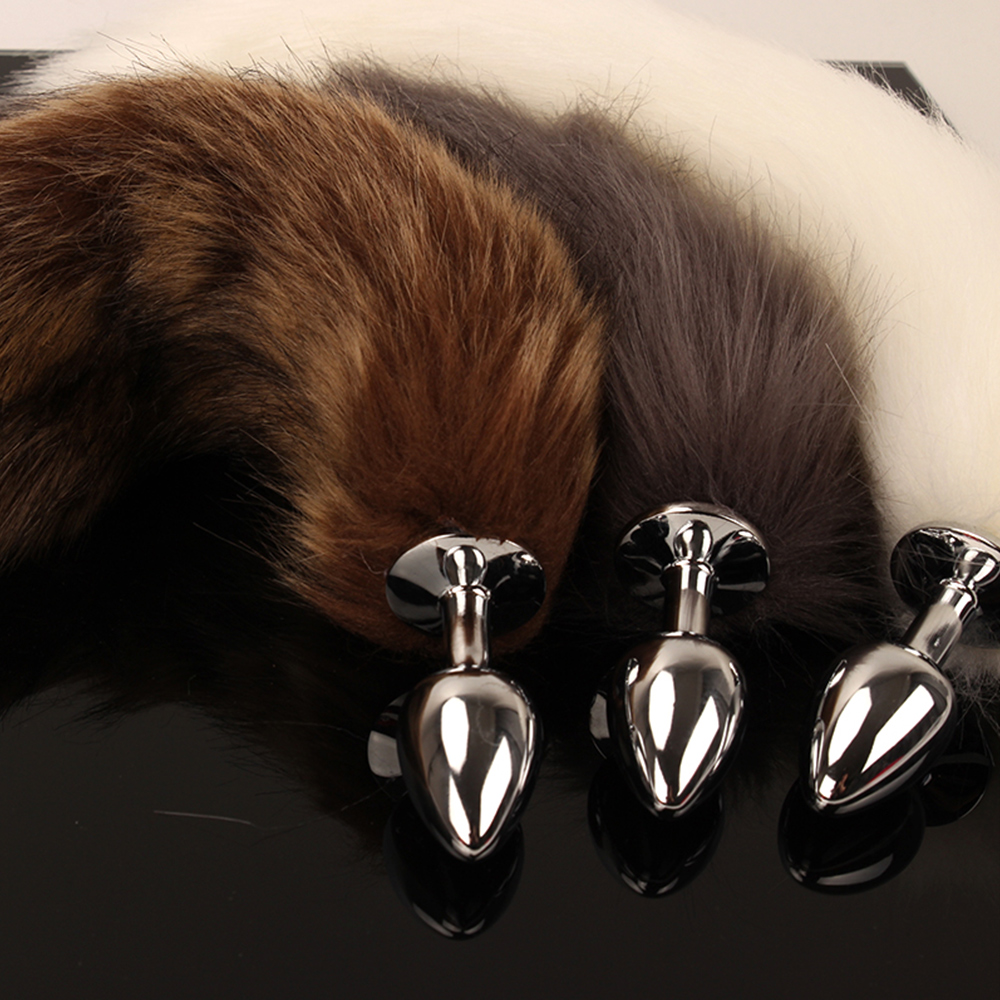 批发彩色羽毛狐狸尾巴肛门塞不锈钢屁股塞情趣玩具女 - buy fox tail