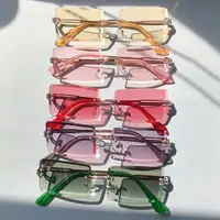 Kacamata Hitam Mode Pria Wanita 2022 Kacamata Hitam Tanpa Bingkai Tak Berbingkai Satu Potong untuk Wanita Di Luar