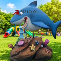 Sculpture de requin en fibre de verre et résine, style océan, thème parc et jardin, 160 cm, finition peinte, pour décoration de bord de mer