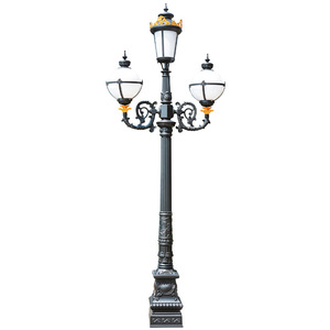 Farola de Jardín de Hierro para Exteriores con Pantalla de Vidrio LED, Luz Blanca Cálida de 2700K, IP66, Bombilla A19 No Desmontable, AC 220V, Sensor de Movimiento, Energía Solar - Product Image 2