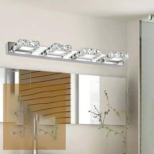 Crystal Modern Bathroom <strong>Vanity</strong> <strong>Light</strong> 4 <strong>Lights</strong> 12W Metal Base IP20 LED Lamps 24.4" Length Clear White <strong>Light</strong> 90-240V - Product Image 4
